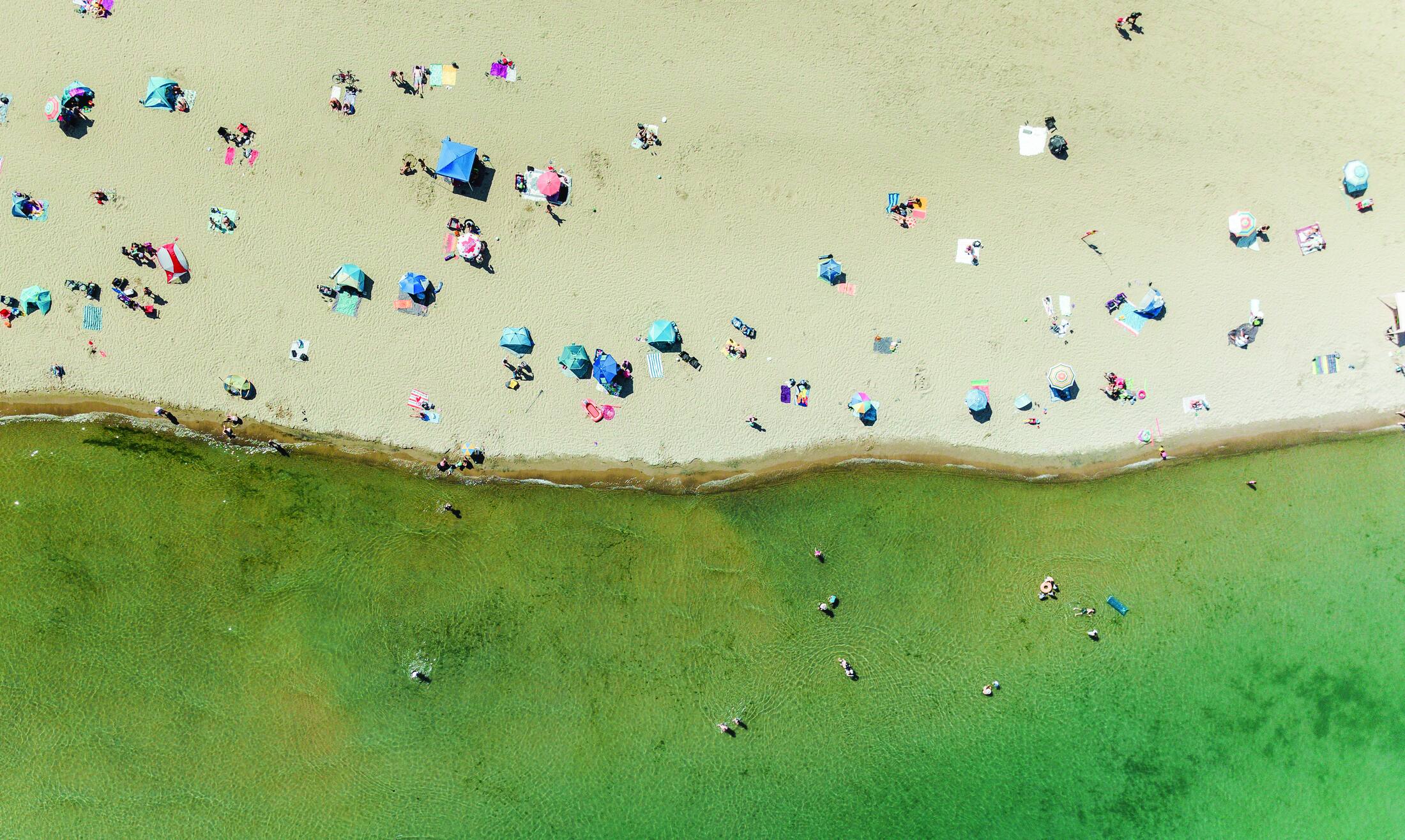 Aerial view of a Lake Ontario beach